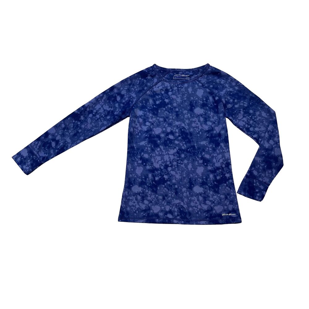 EDDIE BAUER Women's Blue Tie-Dye Thermal Long Sleeve Shirt Sz M